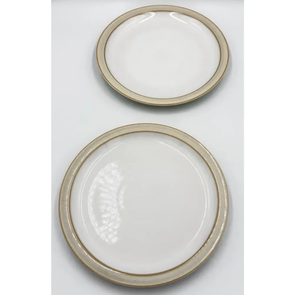 Denby Stoneware Linen Medium Salad Plates 2pc Set Made in England